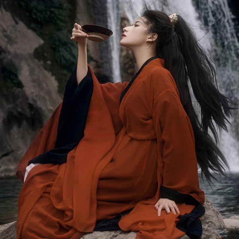 Китайский традиционный ежедневный однотонный костюм Hanfu в стиле династии Вэй и Цзинь Hanfu