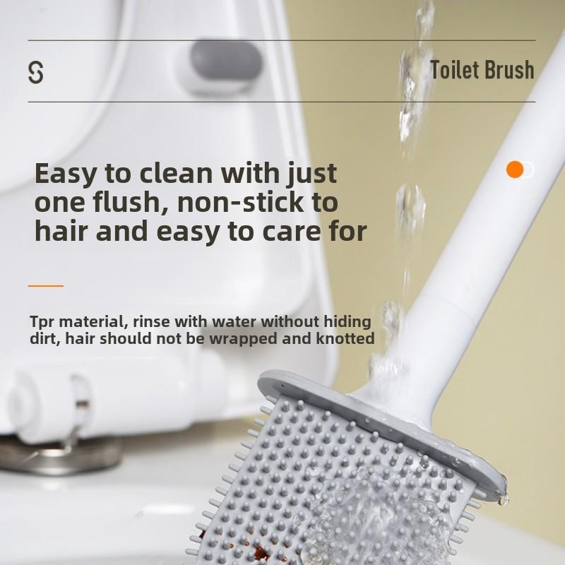 New Portable Foldable Soft Rubber Toilet Brush Wall-mounted Toilet Brush Soft Rubber Detachable Handle Toilet Cleaning Brush Set