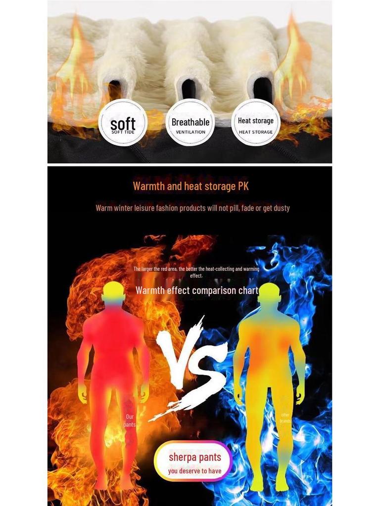 Men's Waterproof Lambskin Sports Pants - Warm, Loose-Fit, Plus Velvet, Thickened for Autumn & Winter