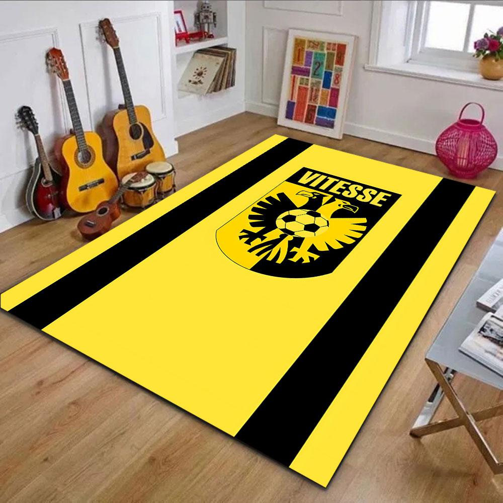 Vitesse Emblem Yellow Rug Patterned carpet, non slip mat suitable for living room and bedroom sofas