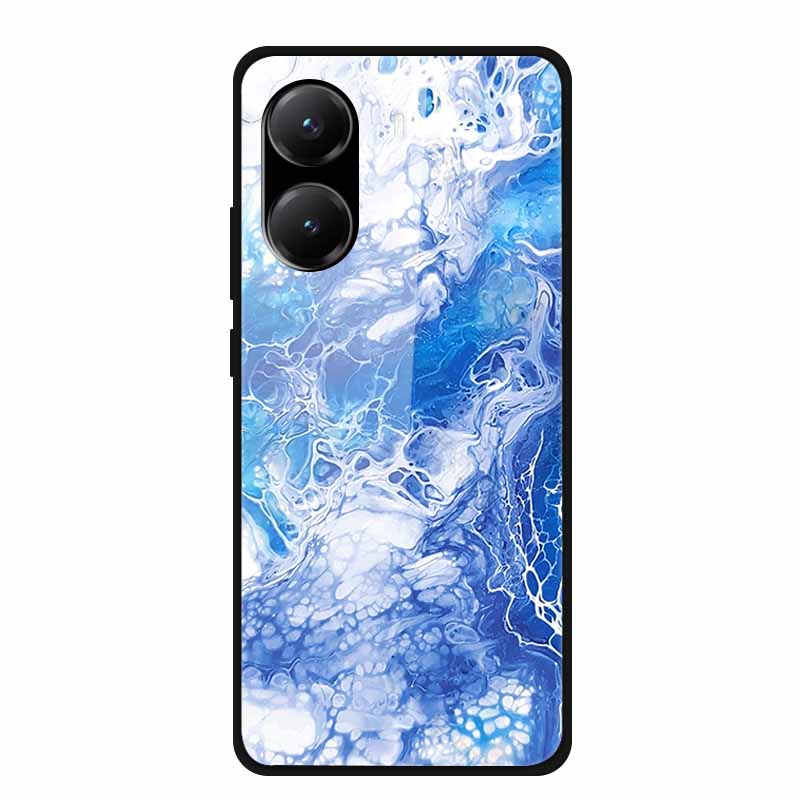Закаленное Стекло Чехол для Poco X7 Pro Задняя Крышка ПК Жесткие Ударопрочные Чехлы для Xiaomi PocoX7 Pro Funda Мраморная Текстура Модный Coque
