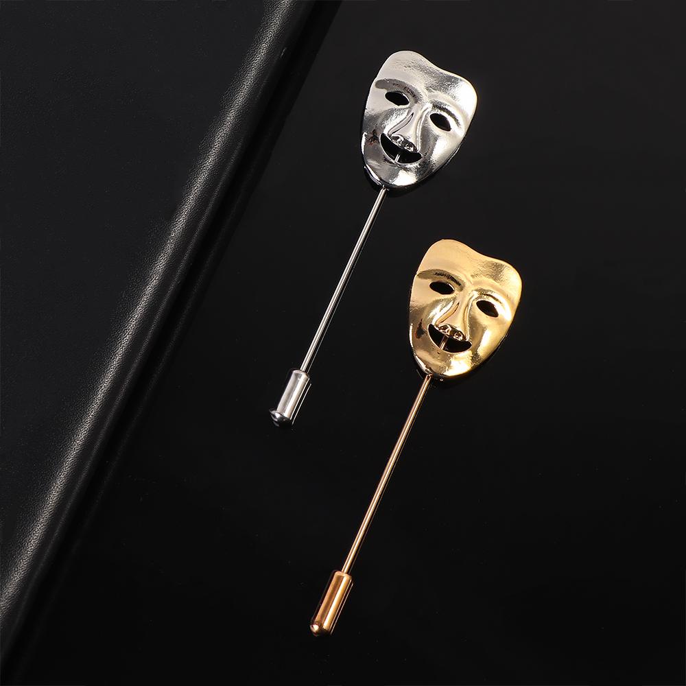 Suits Personality 3D Accessories Zinc Zinc Alloy Men's Face Gold Color Mask Lapel Pin Jewelry Brooches Pin