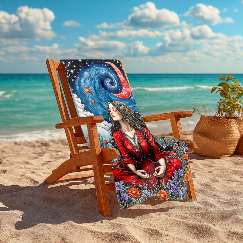 1Pc Moonlit Meditation Beach Towel Quick Dry Multiuse For Beach Pool Gym Yoga Home Travel Christmas Halloween Xmas Gift N1135