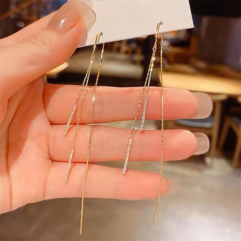 Длинные серьги-капли с кисточками из хрустальных листьев с медным покрытием для женщин, свадебная мода 2020, подарок с цирконом