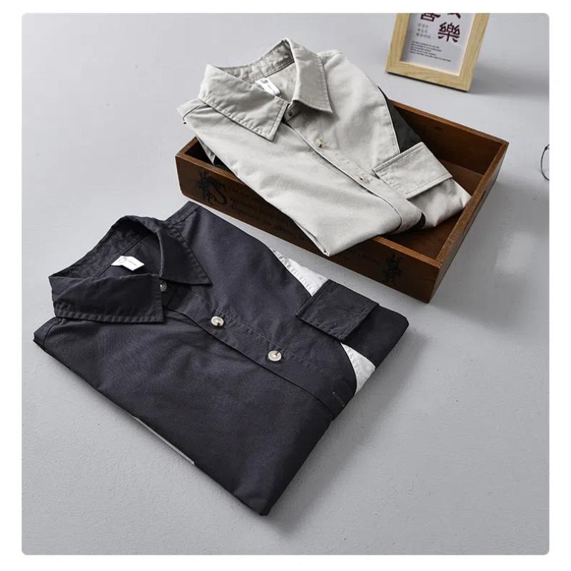 Летние модные мужские рубашки в японском стиле с коротким рукавом в стиле карго, уличная рубашка в стиле пэчворк, чистый хлопок, мягкие и удобные повседневные мужские топы