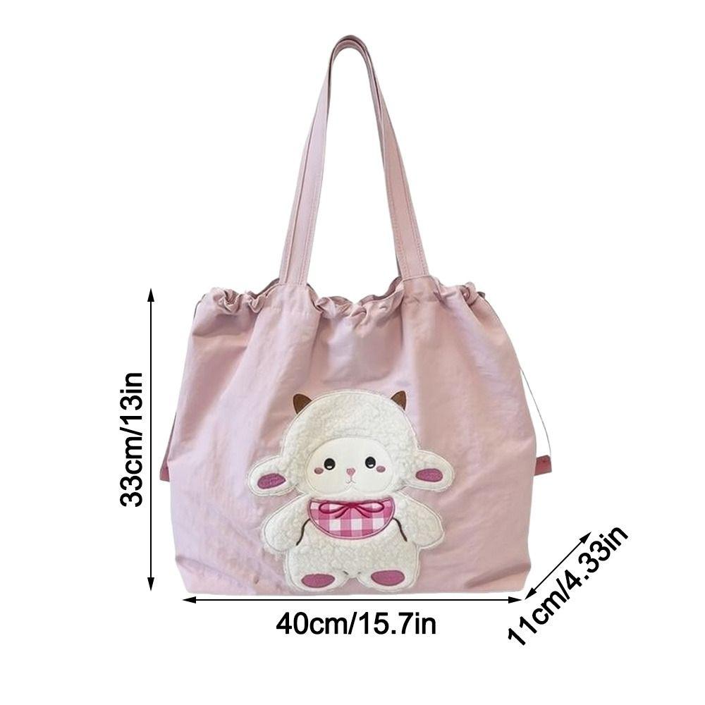 Versatile Sheep Printed Tote Bag Large Capacity Lightweight Shoulder Bag Handbag for Women Students Commuting Daily Use