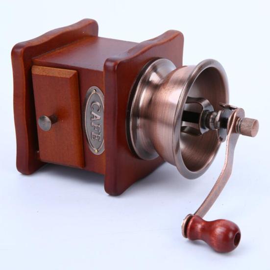 Удобный, прочный, экономичный, прочный классический ручной станок для измельчения деревянных зерен с ручным управлением для кухни, ручная кофемолка