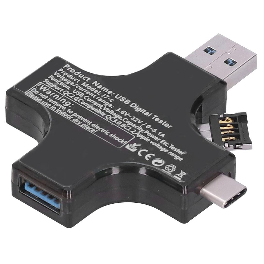 Voltage Current Meter Tester Type C USB Cross Digital Voltmeter Ammeter Detector Portable