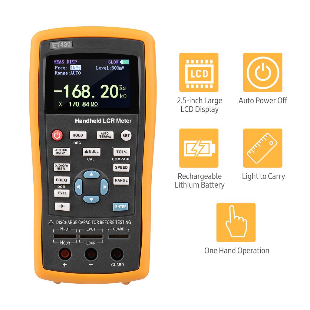 2.5-inch LCD Digital Handheld 100kHz LCR Meter LCR Multimeter Tester for Inductance Capacitance