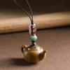 Waterproof Little Teapot Keychain Mini Green Sandalwood Phone Chain Carved Teapot Pendant  Car Key