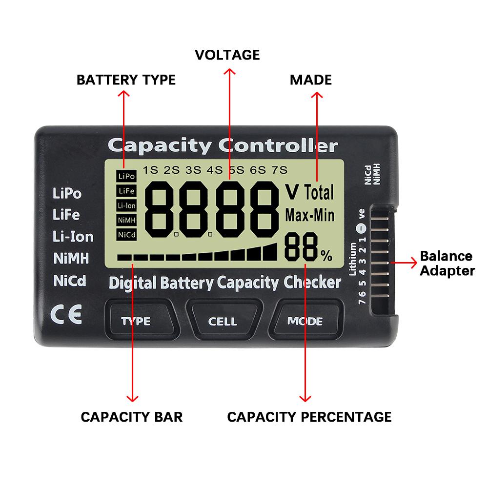 1-7S Li Battery Test Gauge CellMeter 7 для Li-ion LiFe Nimh Nicd Lipo Battery Tester Battery Voltage Capacity Checker RC Cars Boats Power Battery Tester