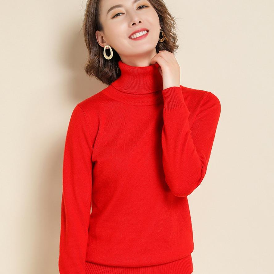 Женский свитер из чистой кашемировой шерсти, вязаный кашемировый пуловер с эластичным воротником-стойкой