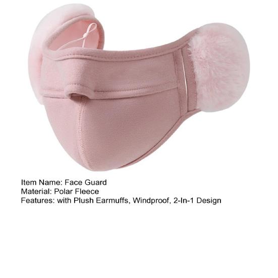 Cycling Face Guard with Plush Earmuffs Windproof Warm Fall Winter Cold Weather Outdoor Snow Skiing Motorbike Riding 2-In-1 Ear Protection Face Guard