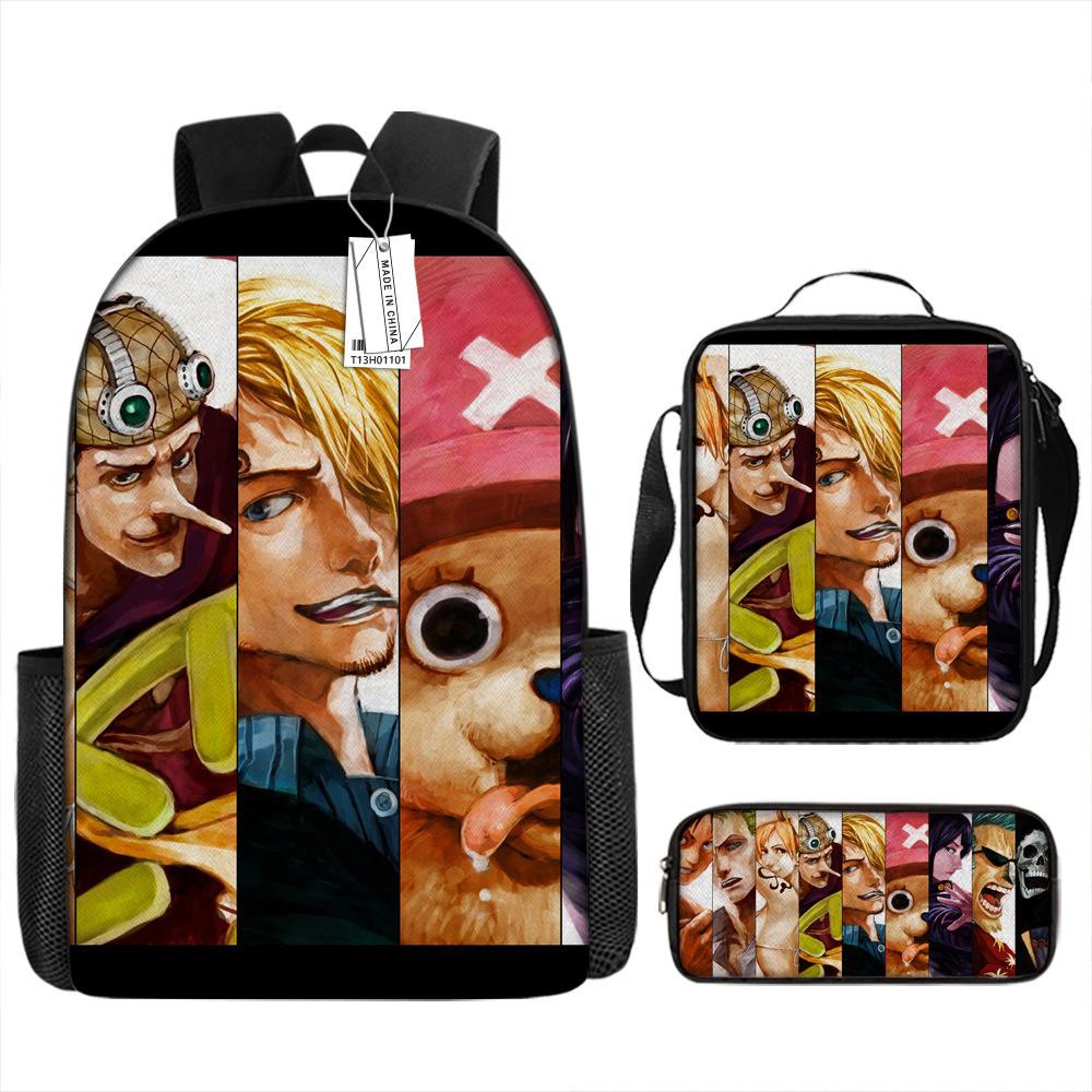 Периферийный Рюкзак Школьный Студенческий ONE PIECE Мультяшный Школьный Рюкзак Детский Рюкзак Ранец из трех частей
