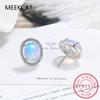 Oval Natural Opal Stone Stud Earrings For Women 925 Sterling Silver Vintage Femme Gemstone Fine Jewelry Brincos de Prata