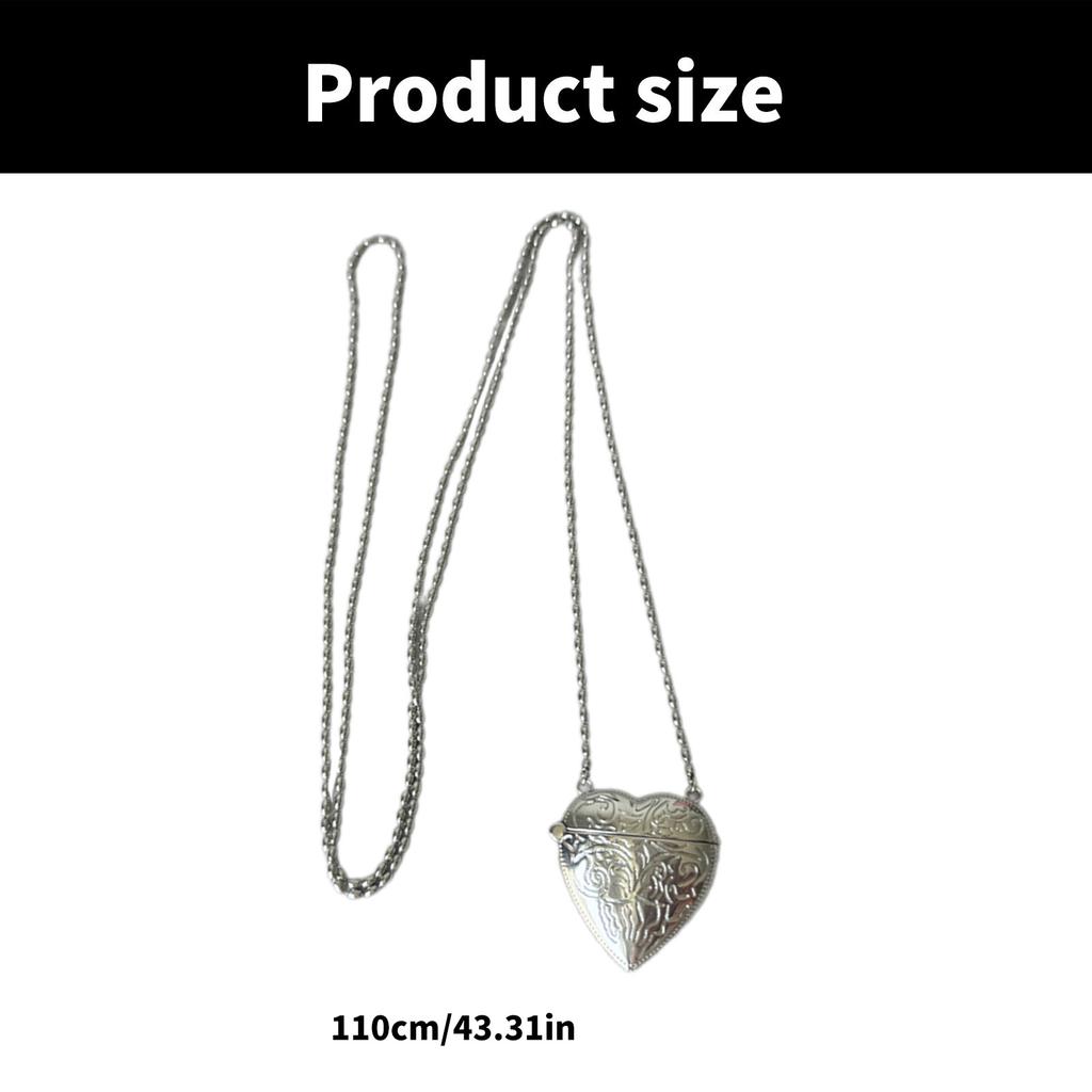 Длинная цепочка Сердце Сумка-кроссбоди Ожерелье Уникальные тисненые цветы Цепочка на шею Регулируемая длина Банкетный чокер Ювелирные изделия