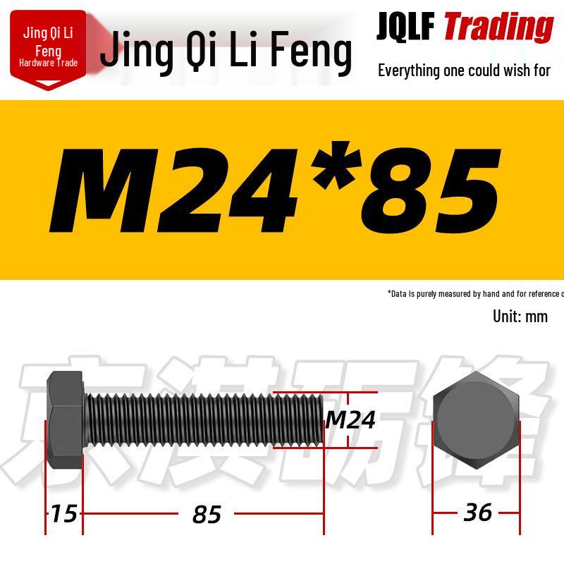 12.9 Grade High-Strength Blackened Hex Bolt M22-M48
