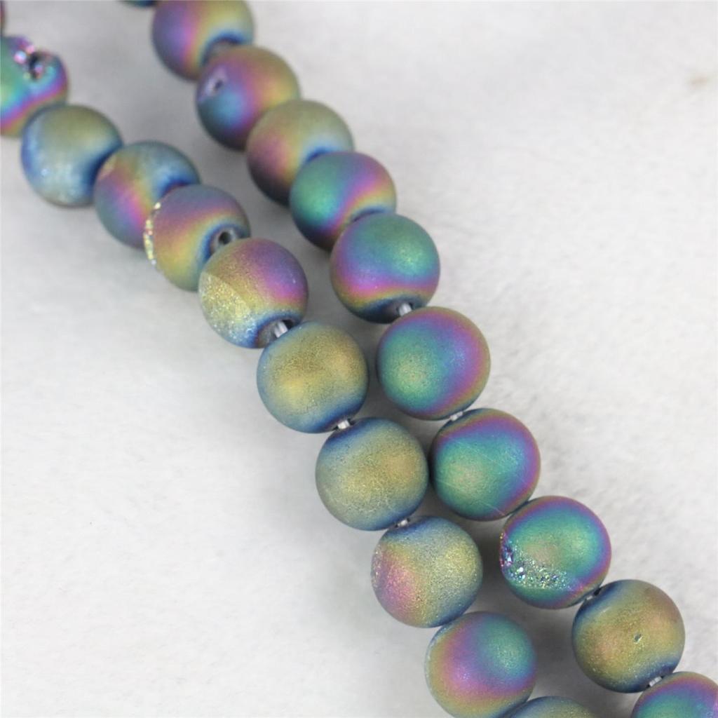 10mm Purple Gold Color Round Crystal Cave Agates Onyx Loose Beads Women Girls Accessories Parts for Jewelry Making Design