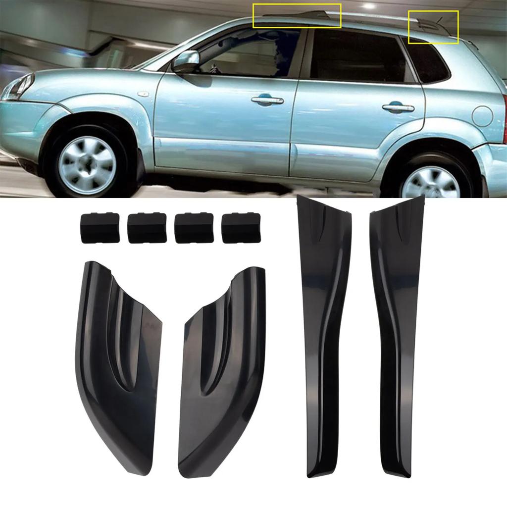 Car Accessories Auto Exterior Parts Roof Rack End Cover Car Auto For Hyundai Tucson 8 Pcs Set Black Plastic Roof Rack End Cover