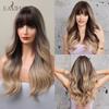 Блондинка, смешанные синтетические парики с эффектом омбре, длинные волнистые парики из натуральных волос с челкой для женщин, парик Лолиты для косплея, термостойкий