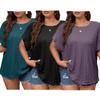 (XL~5XL) Повседневные свободные однотонные женские летние топы с короткими рукавами и круглым вырезом в сетку, летучая мышь с короткими рукавами, дышащие легкие мягкие удобные топы для работы плюс