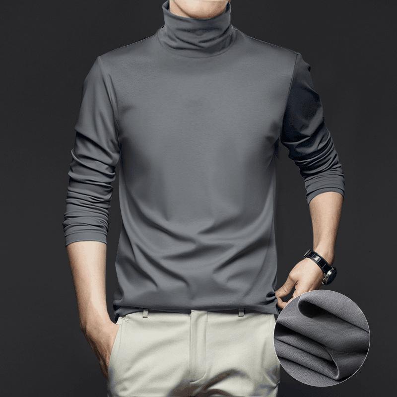 Футболка с высоким воротом из мерсеризованного хлопка с жидким аммиаком, мужская антистатическая футболка с длинными рукавами, не раздражающая кожу внутренняя часть, средний воротник