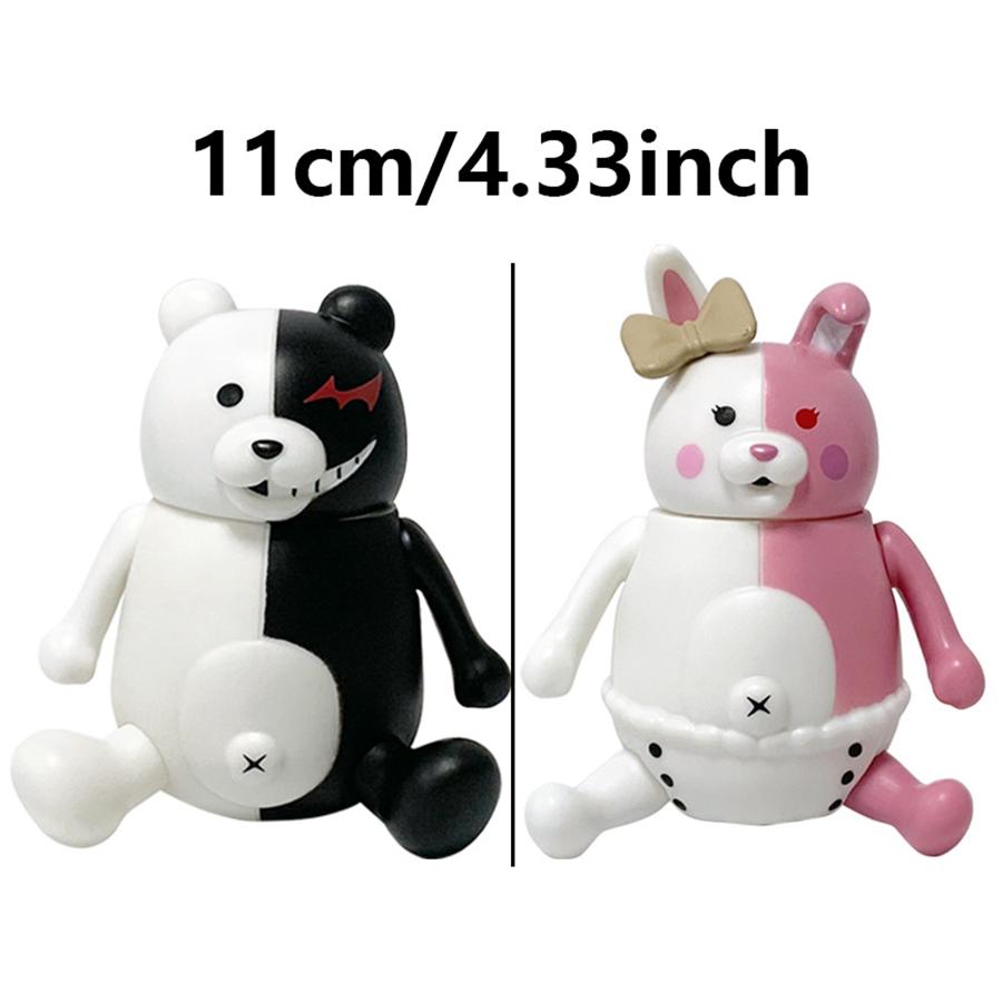 11cm/4.33in Danganronpa Reload Anime Figure Bear Monokuma Action Pink Rabbit Monomi Collection Model Doll Toys PVC 1 2 Poseable Articulated Scale