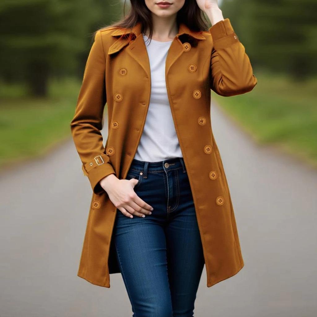 Женское пальто Двубортное Длинное Нарядное Ветровка Пальто Осень Зима Верхняя одежда