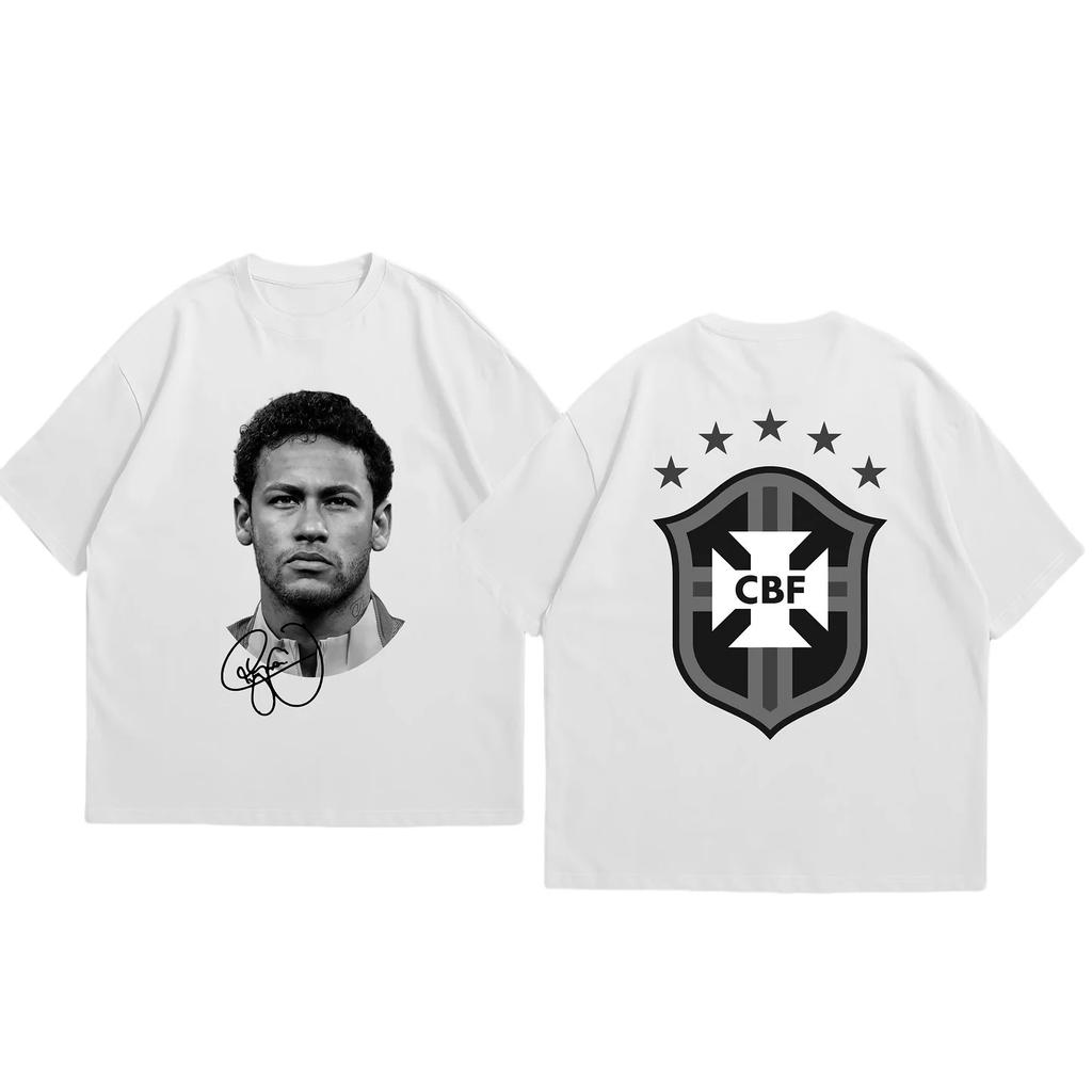 Neymar American Football Star Print Cotton Short-sleeved T-shirt Men Women Clothing Athleisure Print Fashion Oversize Casual Tee
