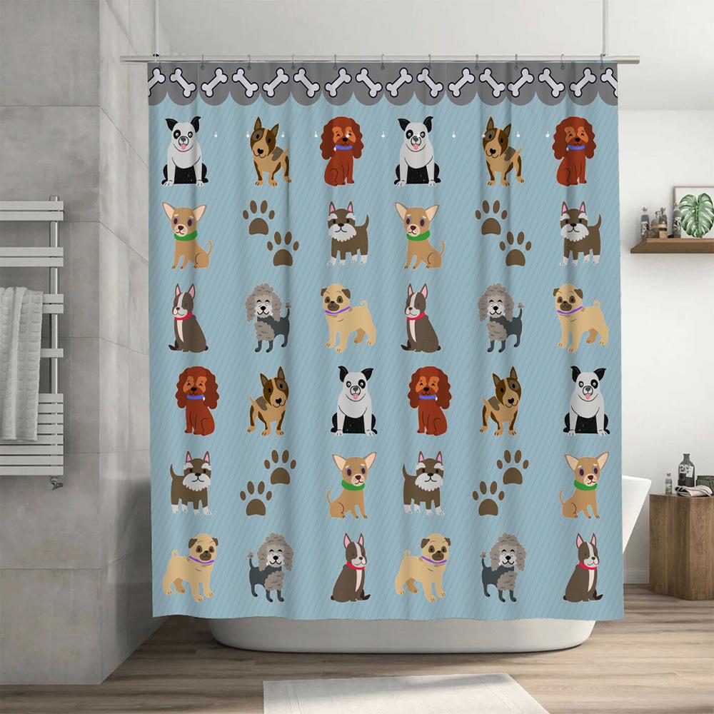 Украсьте свою ванную этими милыми шторками для душа с принтом собак