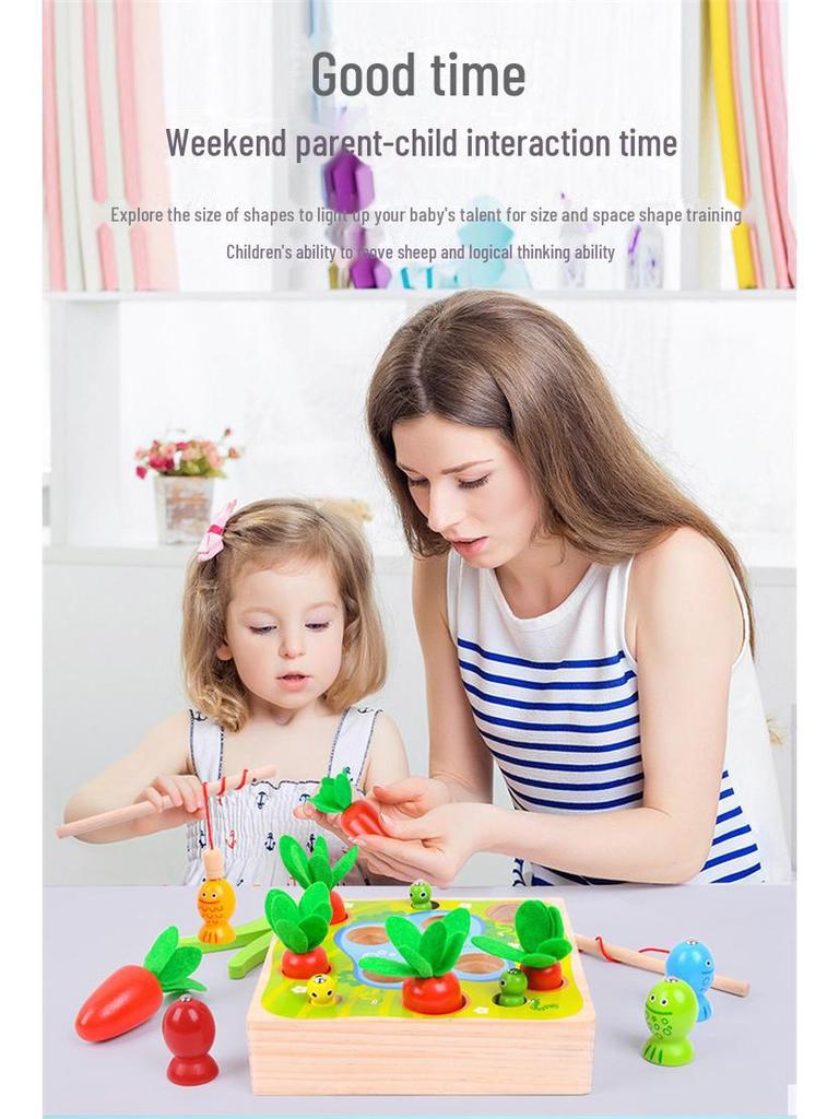 Детская деревянная магнитная игрушка для ловли рыбы и насекомых для раннего образования и взаимодействия родителей и детей