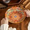 8in Ceramic Dinner Plate Mandala Underglaze Serving Plate Bohemian Ceramic Plate  Home Kitchen