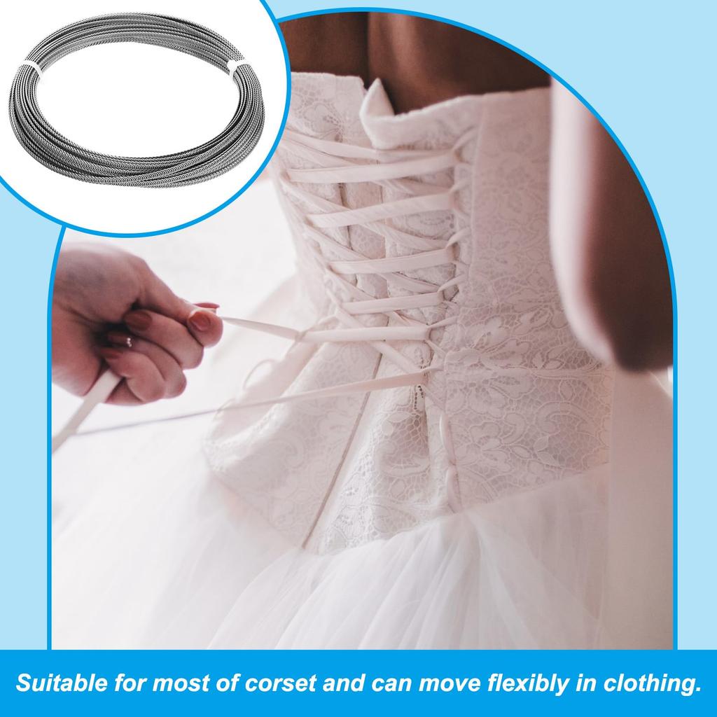 PATIKIL Корсетные косточки из нержавеющей стали 304 Спиральные стальные металлические косточки с 32 наконечниками для косточек для изготовления корсетов Футы Всего (Шириной 6 мм) (66 Длина)