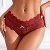 Женские однотонные кружевные сексуальные бесшовные дышащие трусики с заниженной талией и бантом