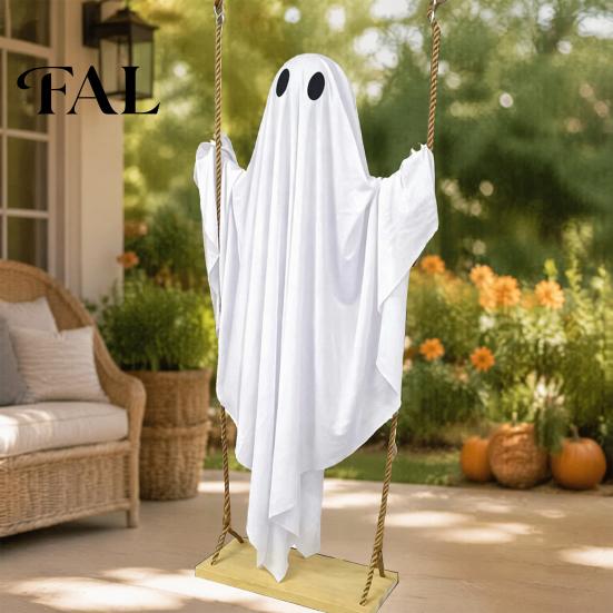 Halloween Hanging Ghost Decorations Swing Decor with String Lights, Glowing Floating Easy Assembly Ghosts Ornament for Yard Tree, Outdoor Spooky Party