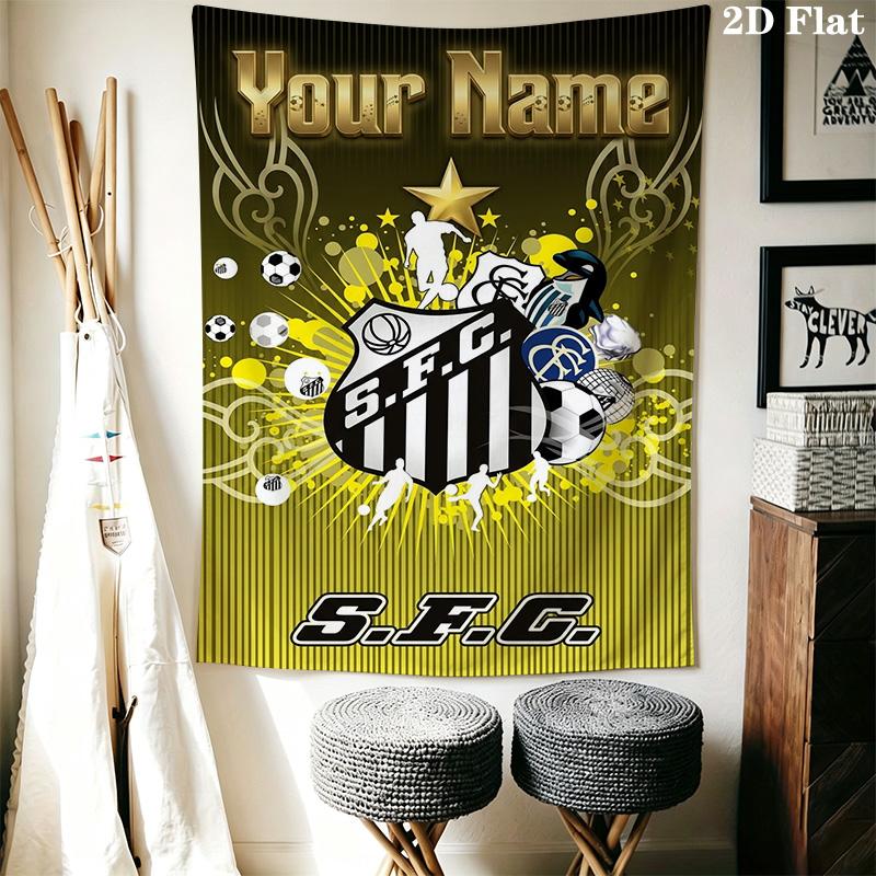 Name Custom Santos FC Wall Tapestry Aesthetic Wall Hanging Printed Fabric Blanket Decorative Tapestries for Bedroom Living Room Home Decor