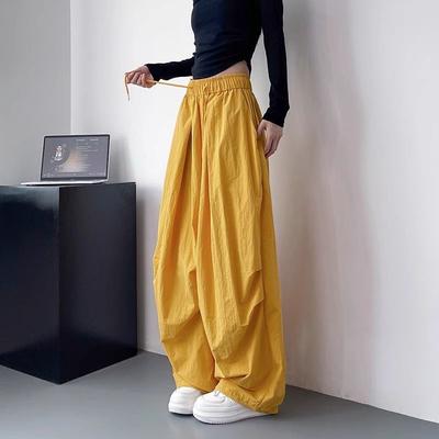 Женские брюки карго большого размера с широкими штанинами и кулиской, весна/лето, свободные, облегающие, повседневные, утилитарные