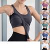 Ребристые топы для тренировок для женщин со встроенным бюстгальтером, обтягивающий спортивный топ со спиной-борцовкой и круглым вырезом