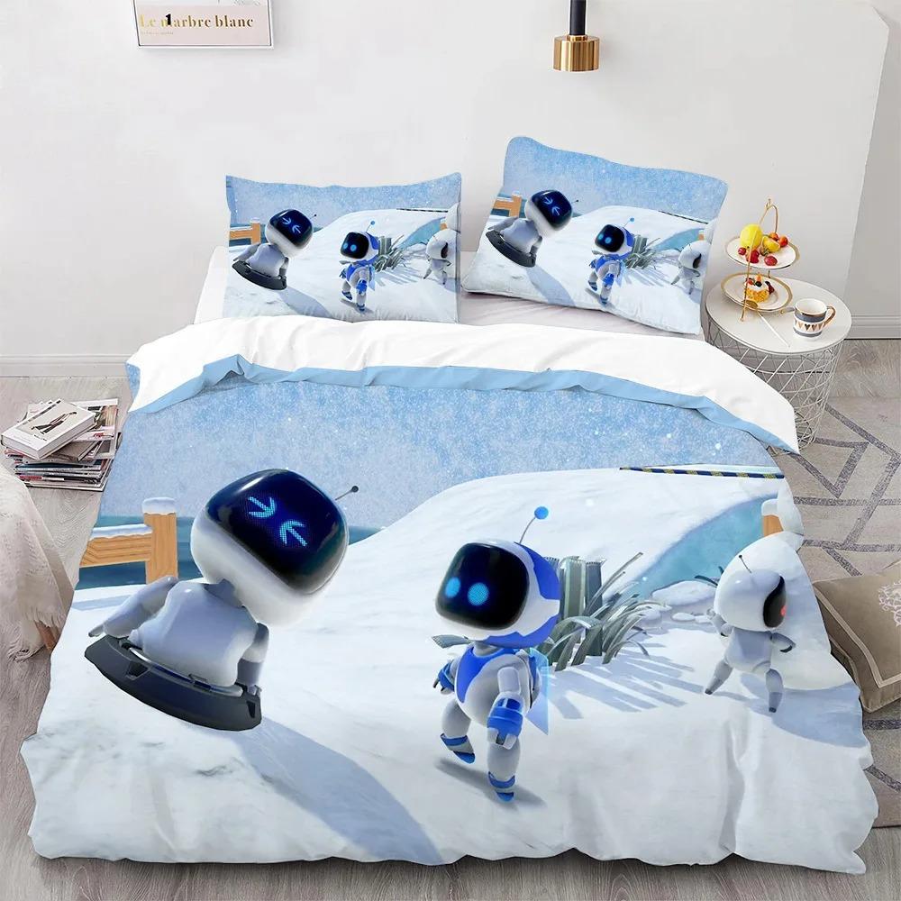 Astro Bot Cute Cartoon Bedding Set Duvet Cover Pillow Case Single Double King Size Adult Boys Bedroom