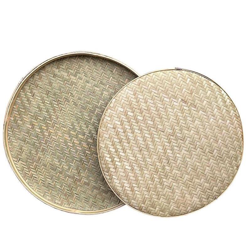 Бамбуковая плетеная веялка с отверстиями - Сито для риса и сушильный поднос