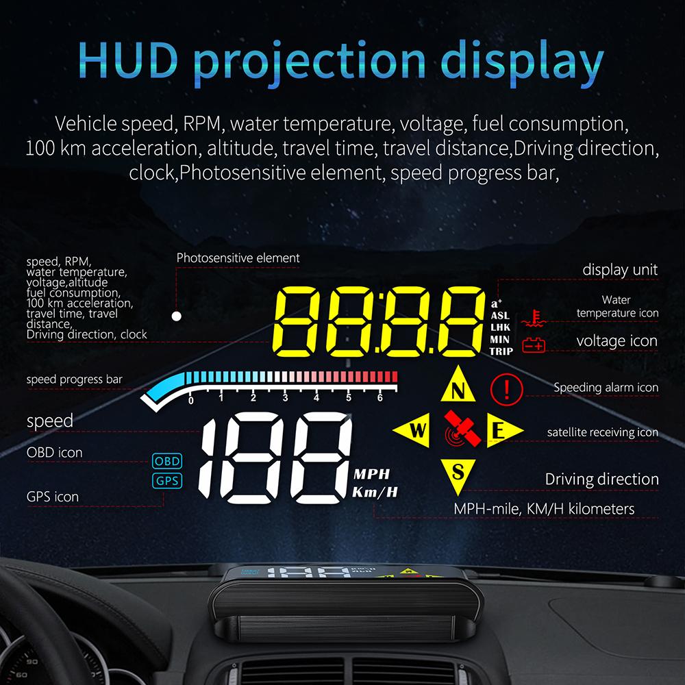 Car HUD Speedometer Windshield Projector Auto Electronics Accessories Mini M17 OBD GPS Head Up Display for All Cars