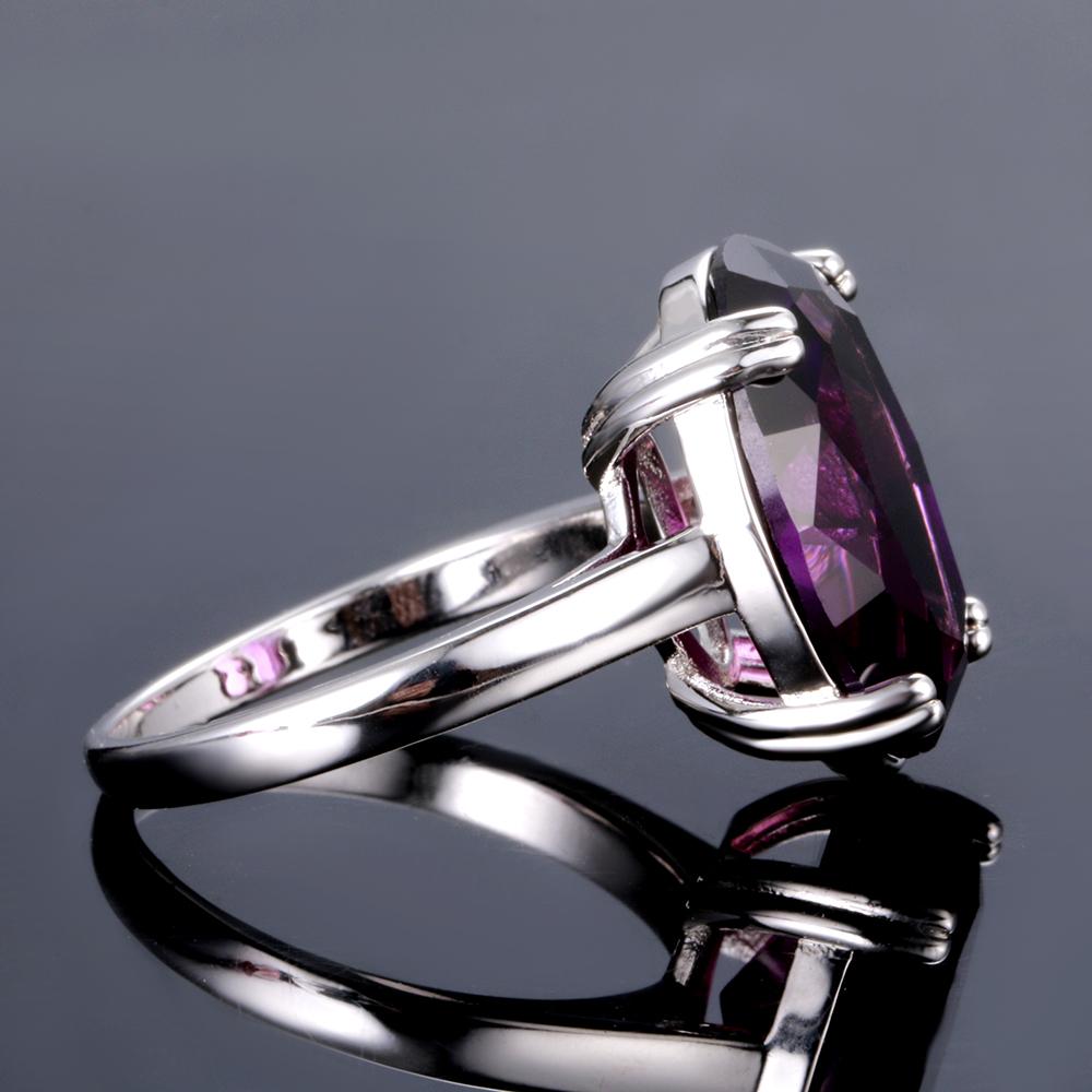 Elegant Natural Amethyst Silver Ring Oval 13MMX18MM Dark Purple Multicolor 925 Jewelry Rings For Women Fashion Anniversary Gift