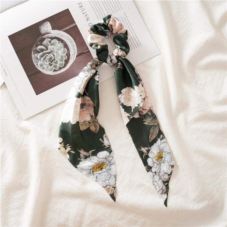 Chiffon Printing Flower Bandana Hair Scarf Headband for Women Vintage Long Ribbon Scrunchie Beach Bandanas Hair Accessories