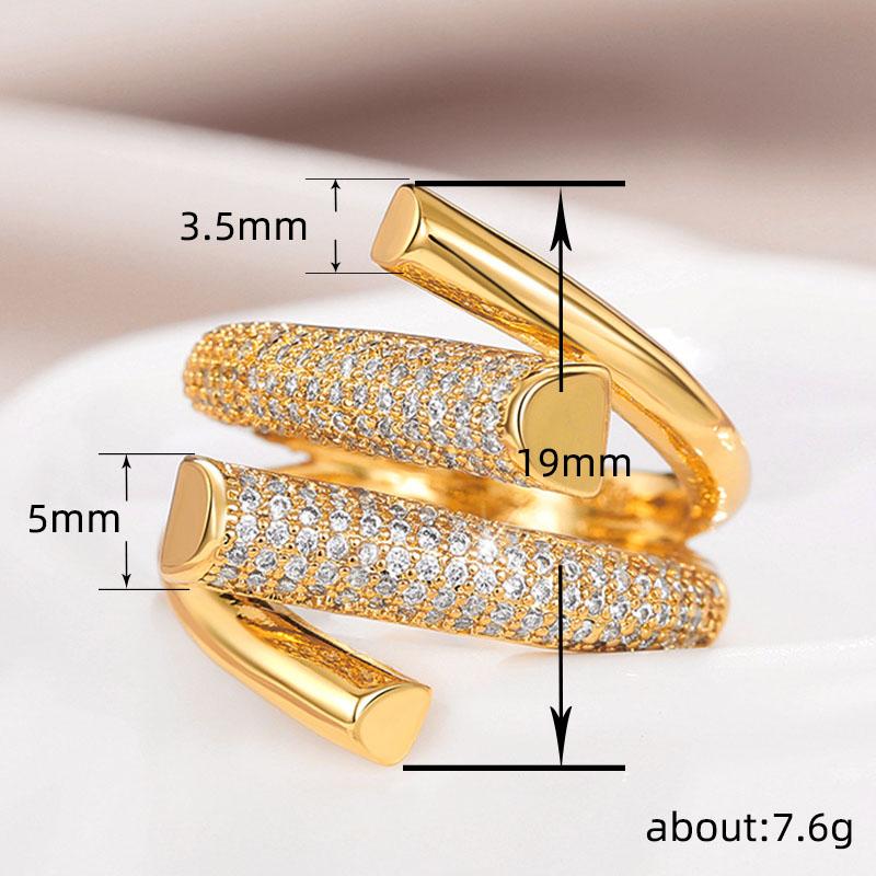 Huitan Luxury Trendy Gold Color Rings for Women Wedding Party Fashion Accessories New Hyperbole Shape Female Finger-ring Jewelry