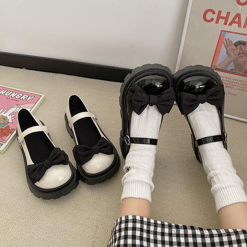 FiveFive Женские туфли на платформе с милым бантом Туфли Мэри Джейн Женские туфли с пряжкой на ремне