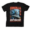 Мужская футболка Godzilla Классическая Винтажная Изображение Godzilla с Молниями и Иероглифами Унисекс Футболка