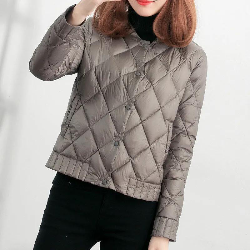 Women's Winter Simple Warm Jacket Thin Light Jacket Female Short Coat Autumn Parkas
