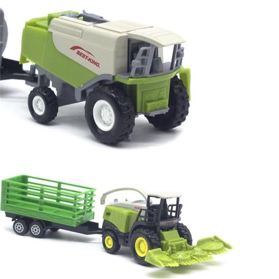 4 шт./компл. 1:55 игрушечный фермерский трактор с задним ковшом, подвижными шарнирами, реалистичный комбайн для малышей, модель грузовика, игровой набор, подарок для мальчиков