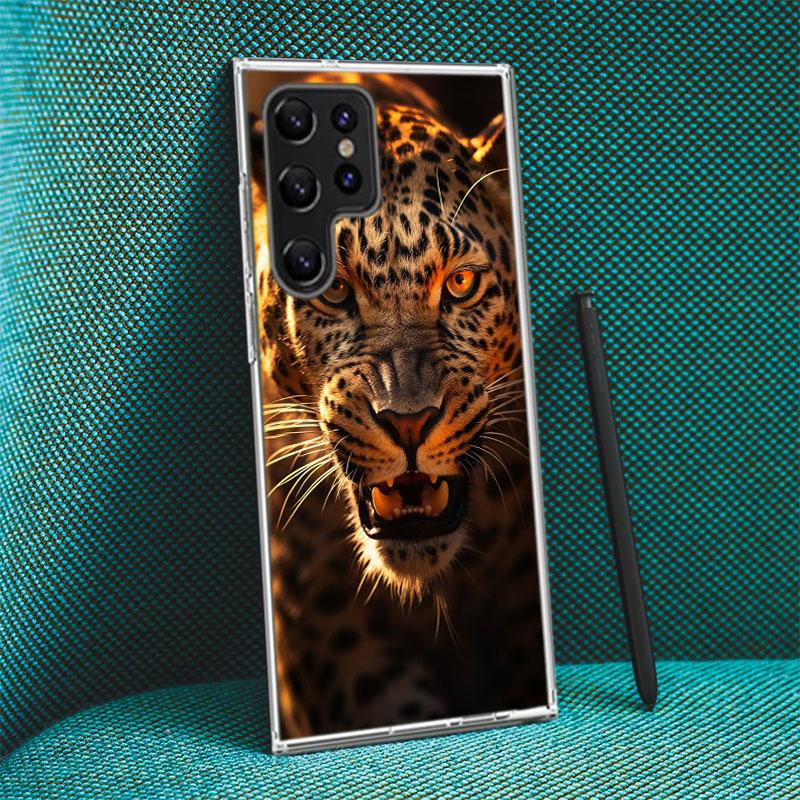 Majestic leopard Capa Phone Case For Samsung S26 Ultra S25 Edge Galaxy S23 S21 S20 S24 FE S22 S10 Plus Cover Clear TPU Shell Coq
