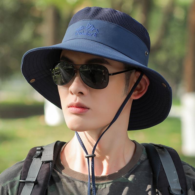 Hat Men's Summer Breathable Fisherman's Hat Outdoor Large Brimmed Sun Hat Cycling Face Covering Sunshade Hat Breathable Fishing Hat